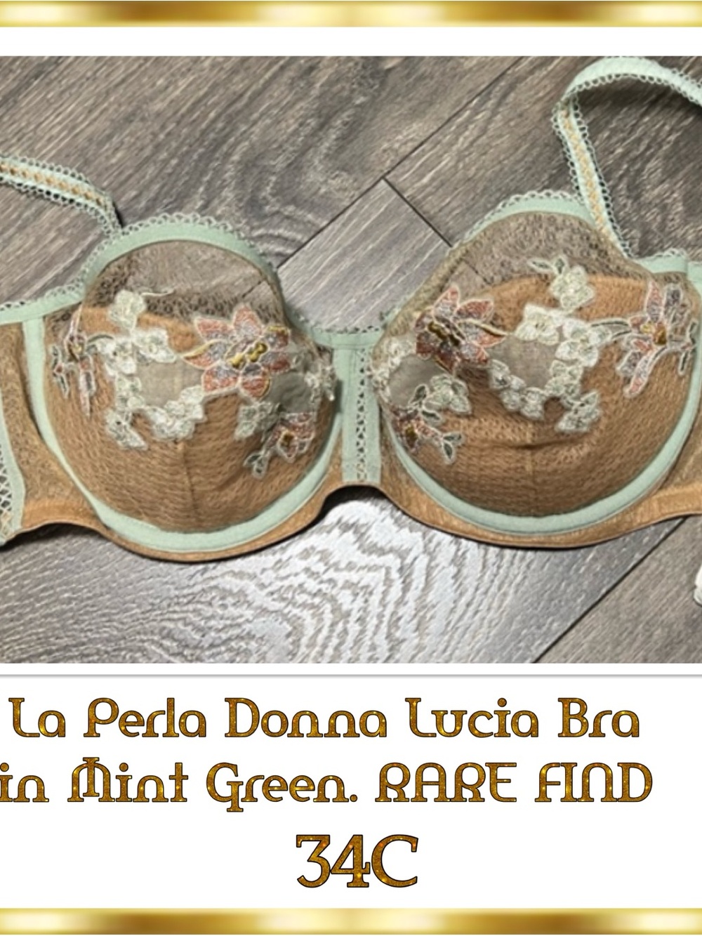 La Perla Donna Lucia Set in Mint Green Sheer Appliqué Embroidery $1,200 Vintage - Picture 2 of 7
